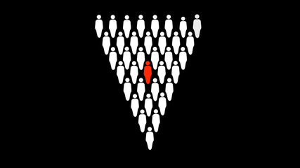 Multi Level Human Pyramidal Structure on Black Background