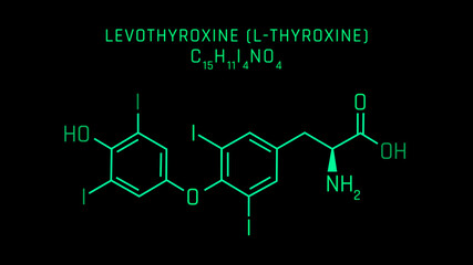 Thyroxine Molecular Structure Symbol on black background