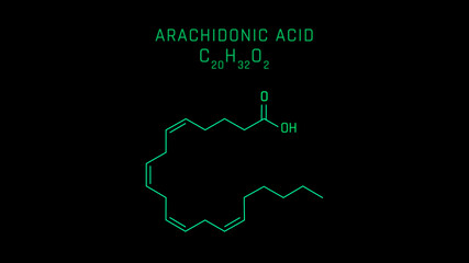 Fototapeta premium Arachidonic acid or AA sometimes ARA Molecular Structure Symbol on black background