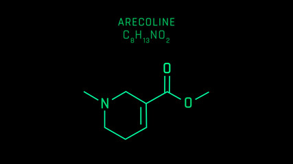 Arecoline or Arekolina Molecular Structure Symbol on black background