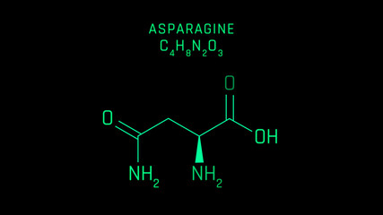 Asparagine Molecular Structure Symbol on black background