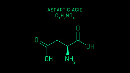 Fototapeta premium Aspartic acid Molecular Structure Symbol on black background