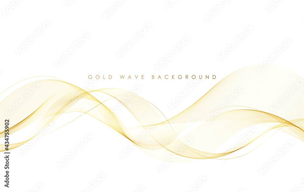 Aufkleber Vector abstract colorful flowing gold wave lines isolated on white background. Design element for wedding invitation, greeting card