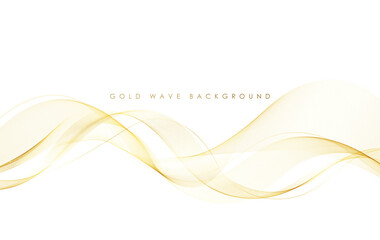 Vector abstract colorful flowing gold wave lines isolated on white background. Design element for wedding invitation, greeting card