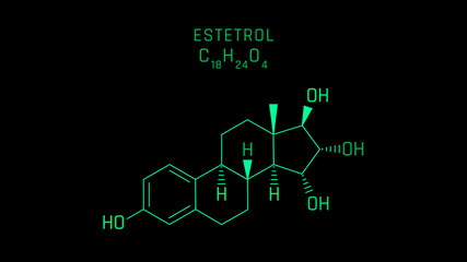 Estetrol or E4 or Oestetrol Molecular Structure Symbol on black background