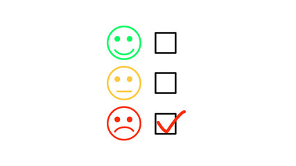 Choosing Sad or Bad Emoticon Customer Service Evaluation or Rating Review