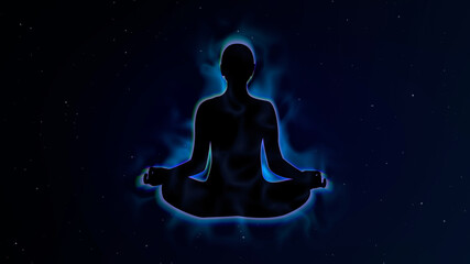 Fototapeta na wymiar Human energy body and aura in Meditation Concept Illustration on Space Background 
