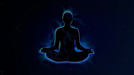 Fototapeta na wymiar Human energy body and aura in Meditation Concept Illustration on Space Background 