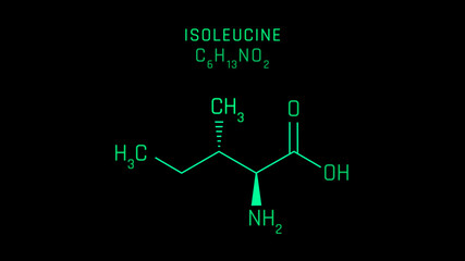 Isoleucine Molecular Structure Symbol on black background