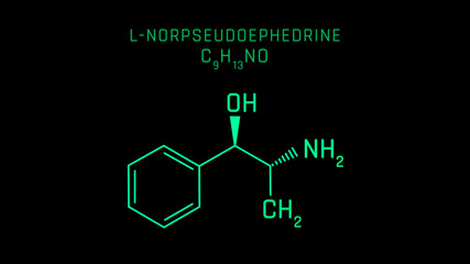 l-Norpseudoephedrine Molecular Structure Symbol on black background