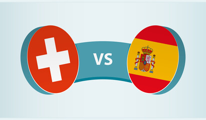 Switzerland versus Spain, team sports competition concept.