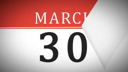 Last Day on Month of March Calendar Page Turn
