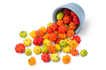 surinam cherries or pitanga fruit also known as brazilian cherry or cayenne cherry or florida...