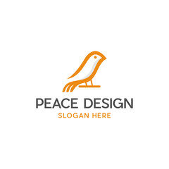 Bird Orange Color Logo Design
