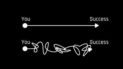 Fototapeta premium Success Line Process and Struggle Concept on Black Background