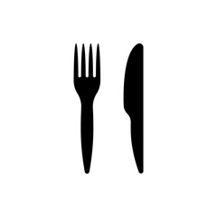 Knife and fork black icon on white background