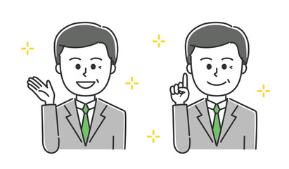 Office worker guiding someone around. Vector illustration isolated on white background.