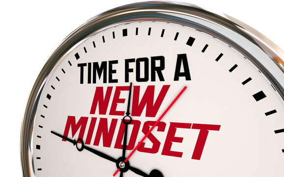 Time for a New Mindset Clock Change Perspective Vision Attitude 3d Illustration