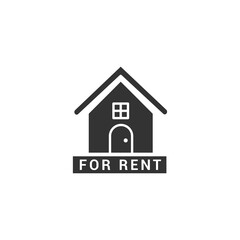 House for rent icon logo vector illustration concept. Real estate for rent, house for sale sign, isolated on white background