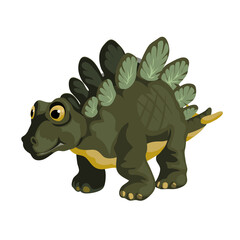 Little stegosaurus. Cartoon dinosaur picture. Cute dinosaurs character. Flat vector illustration isolated on white background