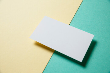 Business cards blank. Mockup on color background.