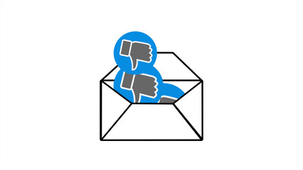 Sending Dislike Icon into Envelope Mail on White Background
