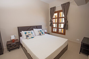 Interior design of double bedroom in house