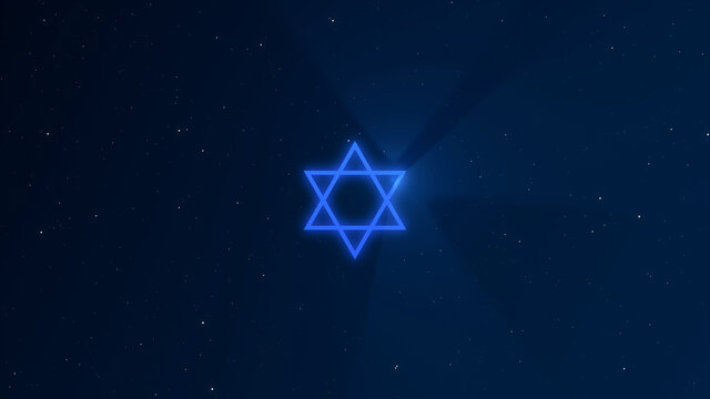 Star of David or Hexagram on Space Background