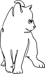 Black line art Illustration happy kitten monoline. Vector illustration