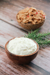 traditional white turkish yogurt on a plate