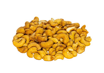 Salted Roasted Cashews for Snacks. Clipping path.