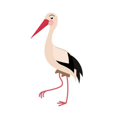 Cartoon stork in flat style for abc book. Vector illustration
