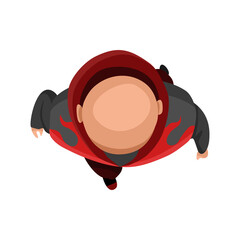 Top View People. Bald man on white background from top view. People walk. View from above. Simple flat cartoon  design illustration