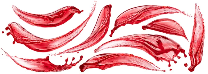 Poster Berry juice splashes, berry compote splash isolated on white background © xamtiw