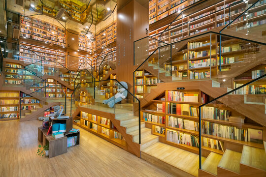 Hangzhou, China - May 6, 2021: Angel bookstore, a bookstore in Hangzhou, China.
