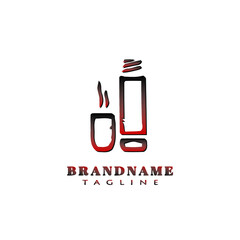 thermos coffee logo design cartoon icon vector illustration