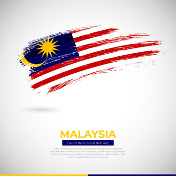 Happy independence day of Malaysia country. Creative grunge brush of Malaysia flag illustration