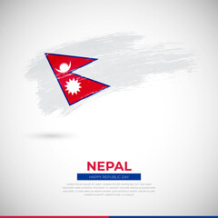 Obraz premium Happy republic day of Nepal country. Creative grunge brush of Nepal flag illustration