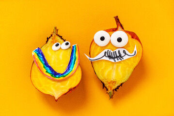 funny beets couple on the orange background