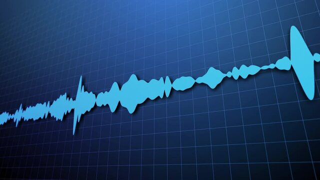 Sound waves on a computer screen close up