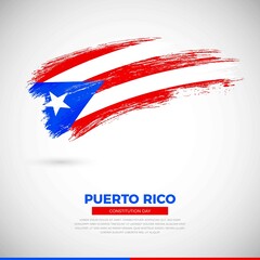 Happy constitution day of Puerto Rico country. Creative grunge brush of Puerto Rico flag illustration