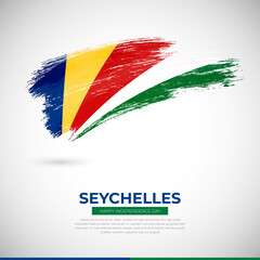 Happy independence day of Seychelles country. Creative grunge brush of Seychelles flag illustration