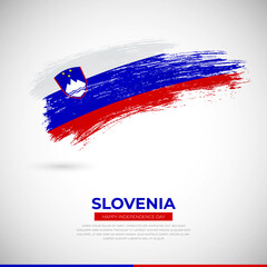 Happy independence day of Slovenia country. Creative grunge brush of Slovenia flag illustration
