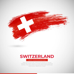 Happy independence day of Switzerland country. Creative grunge brush of Switzerland flag illustration