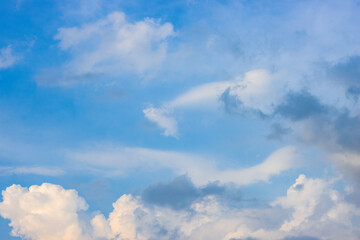 Clean blue sky with soft white clouds