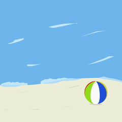 beach ball on the seashore on sand