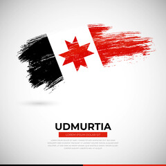 Happy national day of Udmurtia country. Creative grunge brush of Udmurtia flag illustration