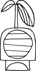 Planta e Vaso em desenho vectorial. Clipart, Icon, simbolo.