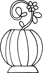 Planta e Vaso em desenho vectorial. Clipart, Icon, simbolo.