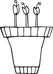 Planta e Vaso em desenho vectorial. Clipart, Icon, simbolo.